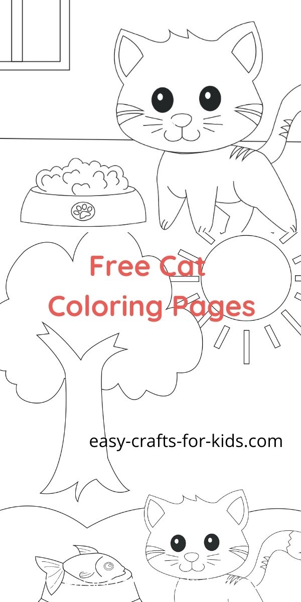 Coloring Page with Cat. Drawing Kids Game. Printable Activity