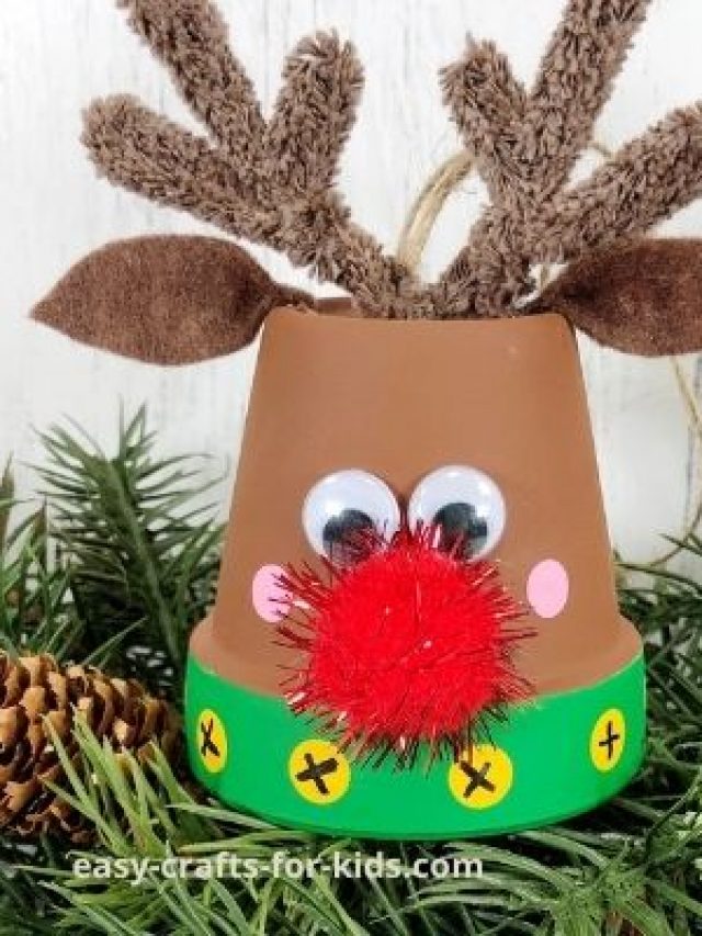 Reindeer Flower Pot Craft - Easy Crafts For Kids