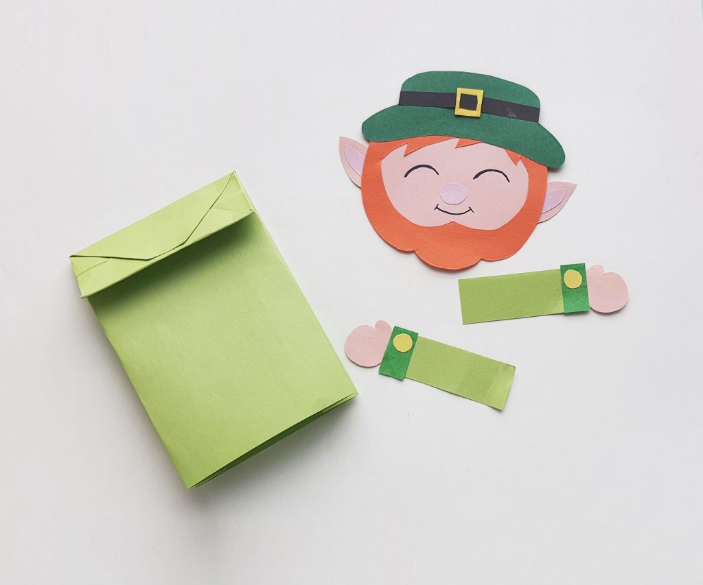 Paper Bag Leprechaun Puppet for Kids