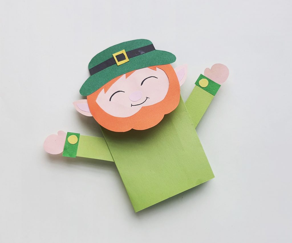 Paper Bag Leprechaun Puppet for Kids