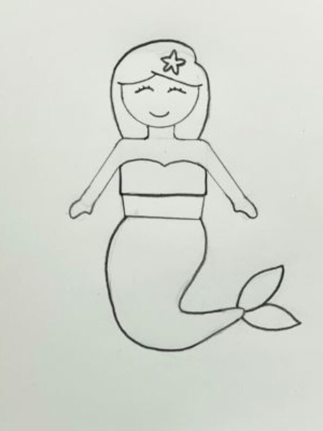 Line art of beautiful mermaid for coloring book Vector Image